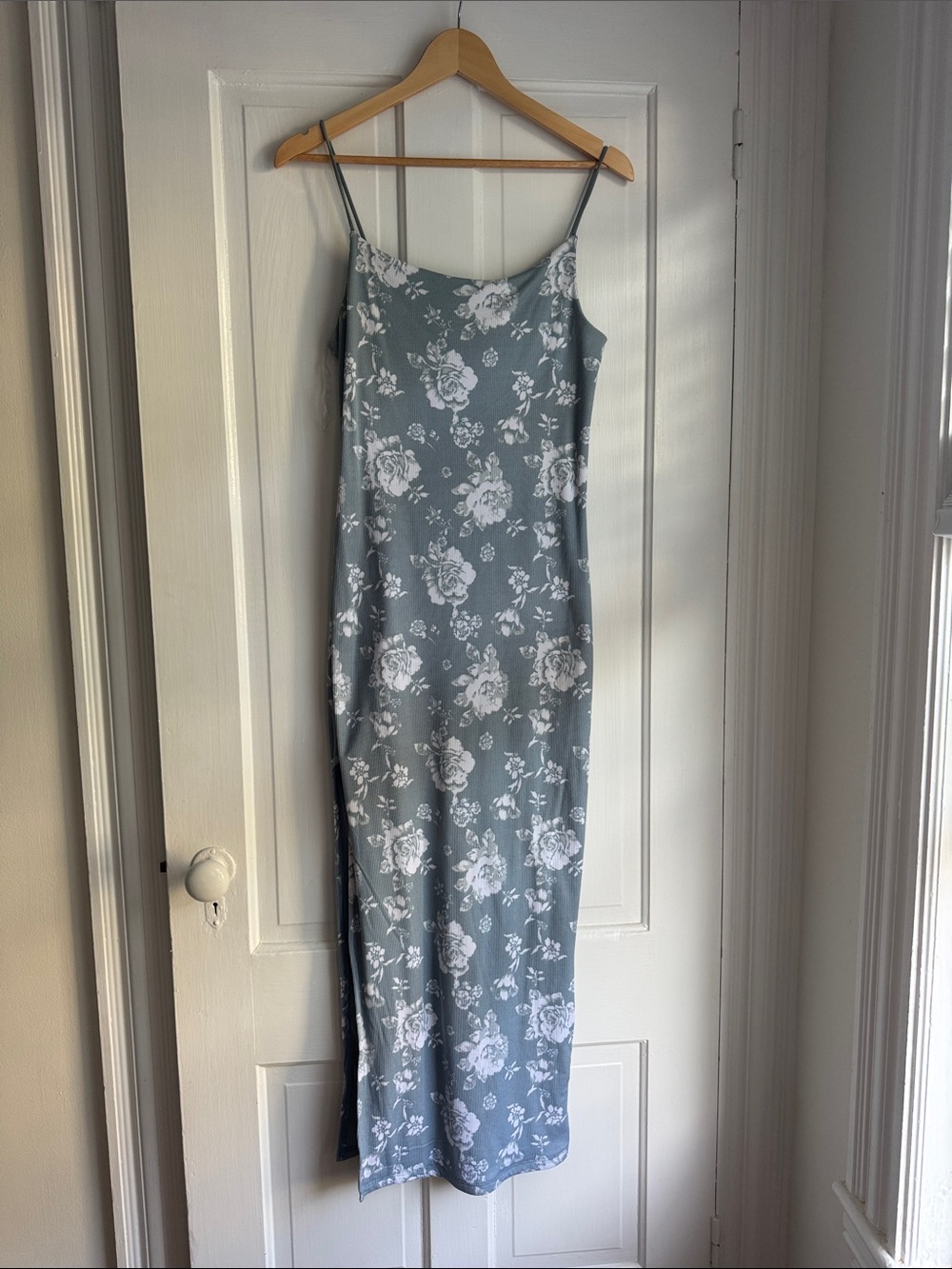 Harper Blue-Grey Floral Maxi Slip Dress